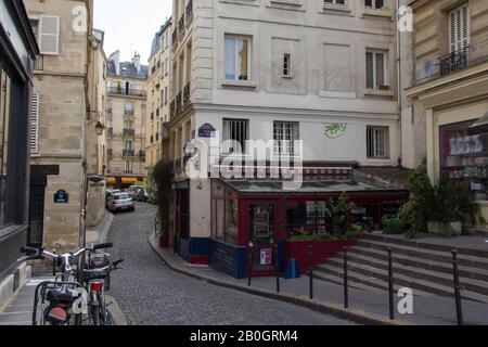 Enge Straße auf l'Ile de la Cité, Paris Stockfoto