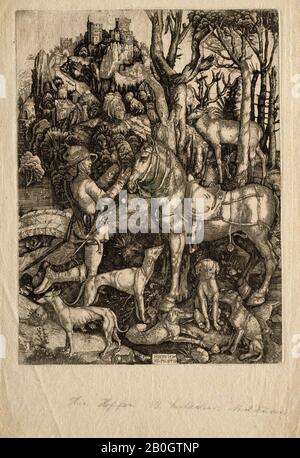 Hieronymus Hopfer, Deutsch, aktiv c 1520-1530, Nach Albrecht Dürer, (Deutsch 1471-1528), Saint Eustace, 1520-1550, Radierung (Eisenplatte) auf verlegtem Papier, Bild: 11 7/16 x 8 7/16 Zoll (29 x 21,5 cm Stockfoto