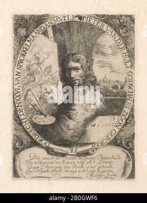 Pieter van der Hulst, niederländisch, 1651-1727, Selbstporträt, 1686, Radierung auf Taubpapier, Bild: 7 13-16 x 5 13-16 Zoll (19,9 x 14,7 cm Stockfoto