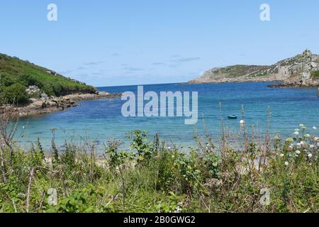 Cromwells Castle, New Grimsby Harbor, Tresco, Isles of Scilly, Cornwall, Großbritannien Stockfoto