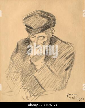 Jean Louis Forain, Französisch, zwischen 1853-1931, Porträt von Pierre Auguste Renoir, Maler, 1905, Lithographisch auf Papier, Bild: 13 3/4 x 10 13 / 16 Zoll (35 x 27,5 cm Stockfoto