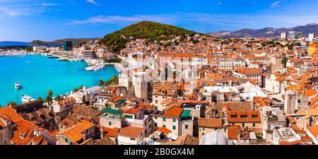 Schöne Stadt in Split, Panoramaaussicht, Dalmatien, Kroatien. Stockfoto