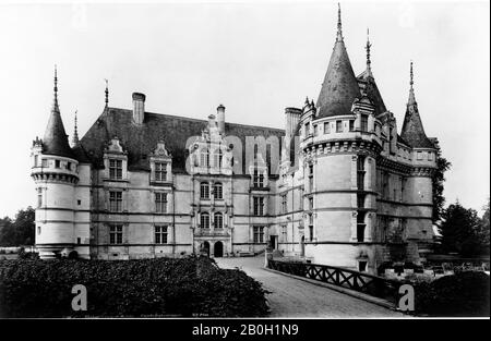 Unbekannt, Château d'Azay-le-Rideau-Façade Septentrionale, 1800-1899, Albumendruck, Bild: 10 11/16 x 16 3/4 Zoll (27,2 x 42,5 cm Stockfoto