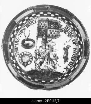 Armorial Panel, Britisch, erste Hälfte des 19. Jahrhunderts, Britisch, Glasflecken, Durchmesser: 12 1/2 Zoll (31,8 cm), Glass-Sad Stockfoto