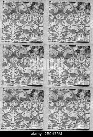 Stück, Italienisch, 16. Jahrhundert, Italienisch, Seide, Gesamt: 5 x 5 1/8 Zoll (12,7 x 13 cm), Textil-Backofen Stockfoto