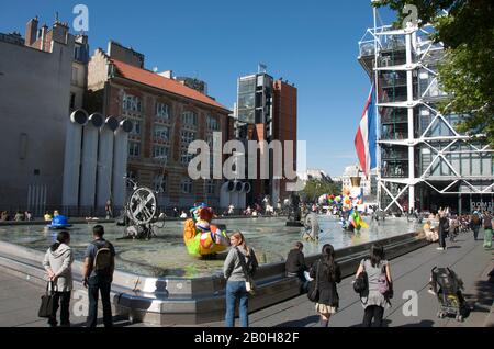 Brunnen von Jean Tinguely et Niki de Saint Phalle, Place Strawinsky, Paris, Ile de France, Frankreich Stockfoto