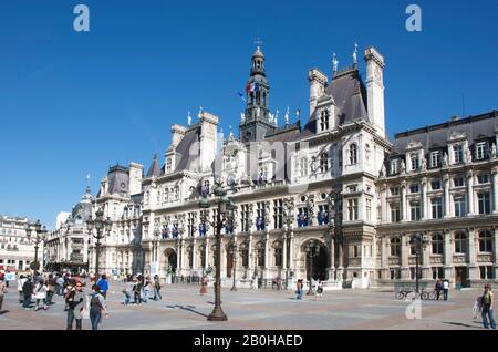 Rathaus, Hotel de Ville of Paris 4e ARR, Ile de France, Frankreich, Europa Stockfoto