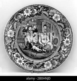 James und Ralph Clews, Plate, British, Cobridge, Staffordshire, James und Ralph Clews (Britisch, Cobridge, Stoke-on-Trent, aktiv Ca. 18-36), Wahrscheinlich nach John Burnett (1798-88), 19. Jahrhundert, Britisch, Cobridge, Staffordshire, Keramik, Durchmesser: 10 1/8 Zoll. (25,7 cm), Ceramics-Keramik Stockfoto