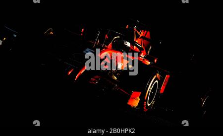 Ferrari-Sebastian Vettel am zweiten Tag der Vorsaisonprüfung auf dem Circuit de Barcelona - Catalunya. Stockfoto