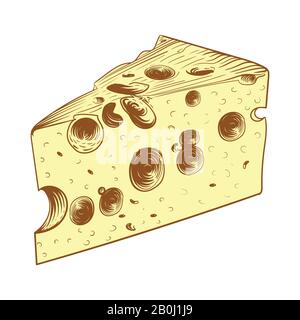 Käsesymbol. Vektorgrafiken von Käse. Handgezeichnetes Cartoon-Stück Käse. Stock Vektor
