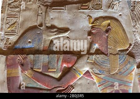 Wepwawet und Seti I, Abydos Stockfoto