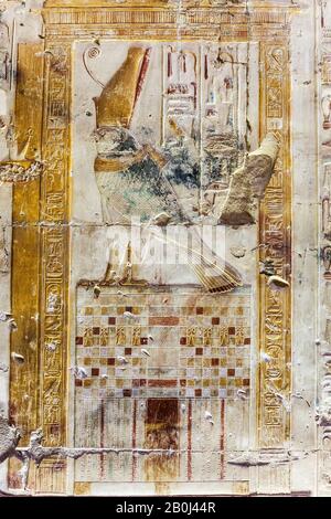 Bas-Relief von Horus im Tempel von Seti I, Abydos Stockfoto
