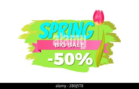 Werbebanner Für Das Frühlingsangebot. Blüte. Schmetterling. Blumen. Blatt. Hell. Shopping.Trendy Background.Decorative.Broschüre Illustration.Clearance. Stockfoto