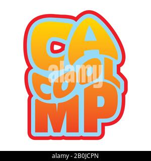 Camp-Wort mit orangefarbenem Farbton eignet sich für Kartensymbole, Logo-Design oder T-Shirt Stock Vektor
