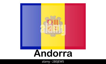 Flagge Andorras, Fürstbistum Andorra. Vorlage für Preisgestaltung, ein offizielles Dokument mit der Flagge Andorras. Stock Vektor