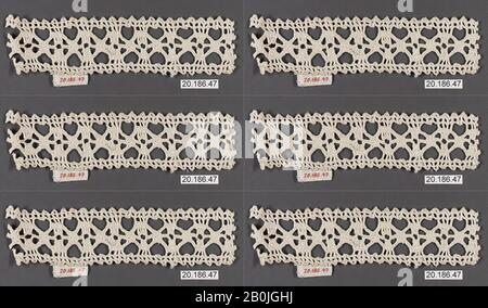 Einfügung, Italienisch, 16. Jahrhundert, Italienisch, Spitze Mit Spulen, 3,2 x 14,0 cm, Textil-Schnürsenkel Stockfoto