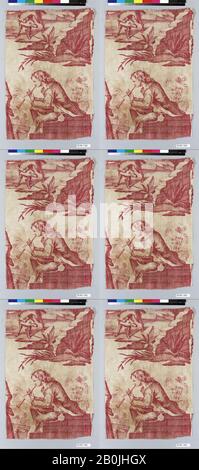 Oberkampf Manufactory, Piece, French, Jouy-en-Josas, ca. 1710, Französisch, Jouy-en-Josas, Baumwolle, L. 13 1/4 x W. 9 Zoll, 33,7 x 22,9 cm, Textiles-Printed Stockfoto