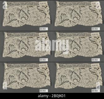 Fragment, Flämisch, Anfang des 18. Jahrhunderts, Flämisch, Spitze Aus Spulen, L. 4 1/4 x W. 2 1/2 Zoll (10,8 x 6,4 cm), Textil-Schnürsenkel Stockfoto