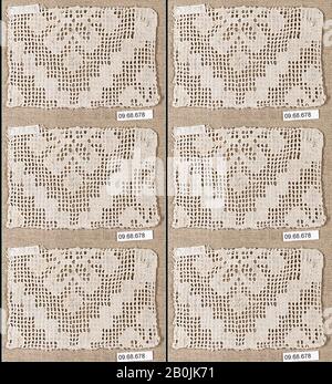 Fragment, Italienisch, 16.-17. Jahrhundert, Italienisch, Drawnwork, L. 5 1/2 x W. 3 1/2 Zoll, 14,0 x 8,9 cm, Textil-Laschen Stockfoto