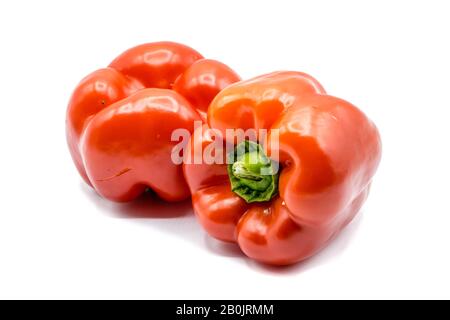 rote Paprika isoliert auf weißem Hintergrund Stockfoto