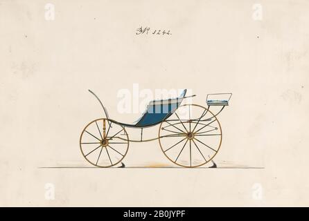 Brewster & Co., Design for Pony Phaeton, nein 3242, Brewster & Co. (American, New York), 1876, Pen und schwarze Tinte, Aquarell und Gouache, Blatt: 6 1/4 x 9 Zoll. (15,9 x 22,9 cm), Zeichnungen Stockfoto