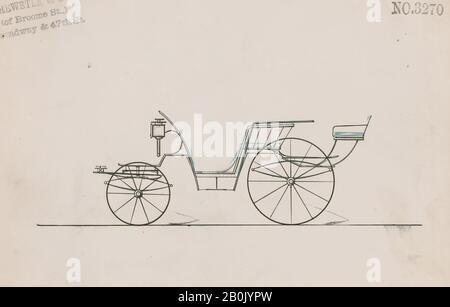 Brewster & Co., Design for Pony Phaeton, nein 3270, Brewster & Co. (American, New York), 1876, Stift und schwarze Tinte, Aquarell und Gouache, Blatt: 6 x 9 1/16 Zoll. (15,2 x 23 cm), Zeichnungen Stockfoto