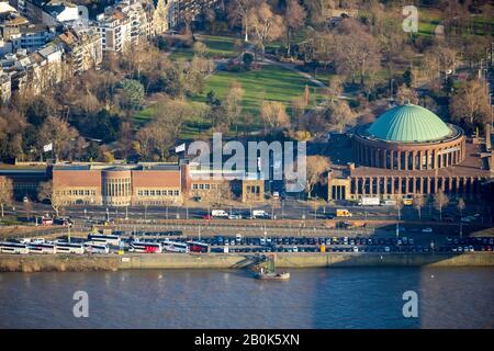 Luftbild, Konzerthalle Düsseldorf, NRW Forum, Rheinufer, Düsseldorf, Rheinland, Nordrhein-Westfalen, Deutschland, DE, Europa, Fluss Rhi Stockfoto