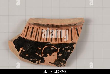 Terrakotta-Fragment eines Stamnos (jar)?, Griechisch, Attisch, Klassik, Datum 470-440 v. Chr., Griechisch, Attisch, Terrakotta; Rotfigur, Vasen Stockfoto