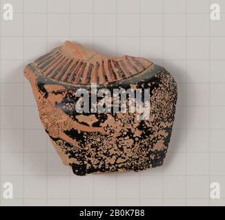 Terrakotta-Fragment eines Plattenepithels (Ölkolben)?, Griechisch, Attisch, Klassik, Datum 460-450 v. Chr., Griechisch, Attisch, Terrakotta; rotfigurige Vasen Stockfoto