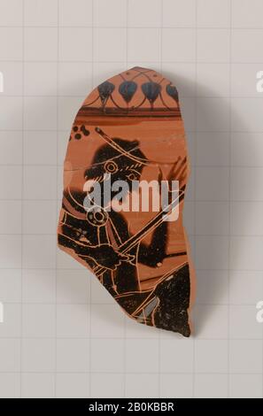 Terrakotta-Fragment eines Stamnos (jar), Griechisch, Attisch, Archaisch, Datum 510-500 v. Chr., Griechisch, Attisch, Terrakotta; schwarze Figur, Vasen Stockfoto