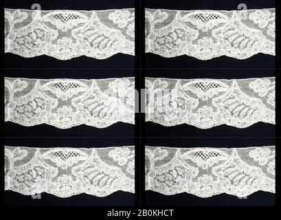 Streifen, Flämisch, Anfang des 18. Jahrhunderts, Flämisch, Spitze Aus Dem Bobbin, L. 22 1/2 x W. 1 3/4 Zoll (57,2 x 4,4 cm), Textil-Schnürsenkel Stockfoto