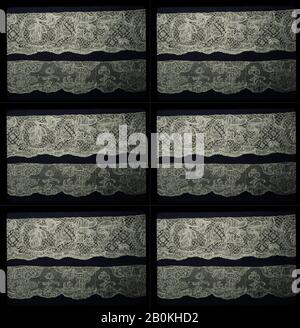 Streifen, Flämisch, Anfang des 18. Jahrhunderts, Flämisch, Spitze Aus Dem Bobbin, L. 19 1/2 x W. 2 Zoll (49,5 x 5,1 cm), Textil-Schnürsenkel Stockfoto