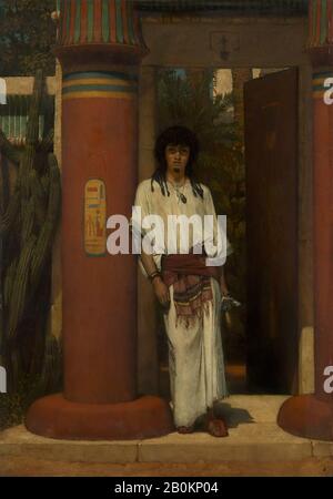 Sir Lawrence Alma-Tadema, Ein Ägypter in einer Türöffnung, Sir Lawrence Alma-Tadema (Britisch (geborene Niederlande), Dronrijp 186-1912 Wiesbaden), 1865, Öl auf Holz, 22 x 15 1/2 Zoll. (55,9 x 39,4 cm), Gemälde Stockfoto