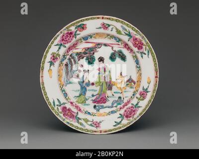 Bow Porzellan Factory, Platte, Britisch, Bow, London, Ca. 1755, Britisch, Bow, London, Weichpasta-Porzellan, Gesamt: 1 × 9 × 9 Zoll. (2,5 × 22,9 × 22,9 cm), Ceramics-Porzellan Stockfoto