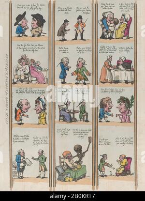 Thomas Rowlandson, Groteske Borders for Rooms & Halls, Plate 15, Thomas Rowlandson (Britisch, London 1757-1827 London), Nach George Moutard Woodward (Britisch, Ca. 170-1809 London), 17969, Handkolorierte Radierung, Blatt (Getrimmt): 15 1/16 × 19 3/16 Zoll (38,2 × 48,8 cm), Ausdrucke Stockfoto