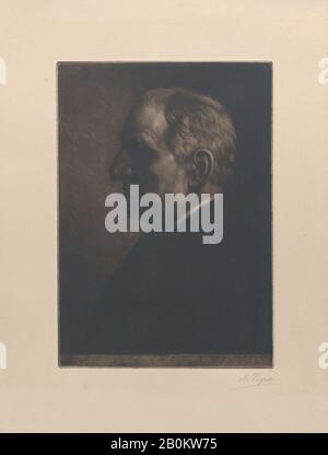 Sir Francis Seymour Haden, Portrait von Sir Francis Seymour Haden, Sir Francis Seymour Haden (Britisch, London, 1836-1910 Bramdean, Hampshire), Alphonse Legros (Französisch, Dijon-1911 Watford, Hertfordshire), 1881, Mezzotint; in brauner Tinte gedruckt, Platte: 9 13/16 × 6 15/16 in. (25 × 17,7 cm), Blatt: 14 3/4 × 10 5/8 Zoll (37,4 × 27 cm), Ausdrucke Stockfoto