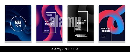 Set modischer abstrakter Cover mit flüssigen Gradientenformen für den Hintergrund, futuristische Designplakate, Vektordesign Stock Vektor