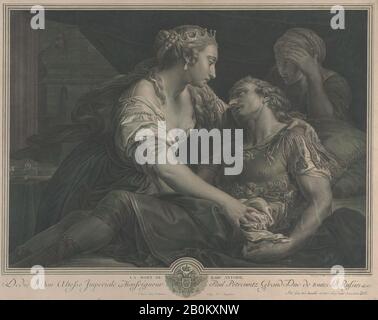 Johann Georg Wille, Der Tod von Mark Antony mit Kleopatra auf der linken Seite, Nach Pompeo Batoni (italienisch, Lucca 1708-1787 Rom), 278, Gravur, Platte: 15 × 19 1/8 Zoll. (38,1 × 48,5 cm), Blatt: 15 13 / 16 × 19 11 / 16 Zoll (40,2 × 50 cm), Ausdrucke Stockfoto