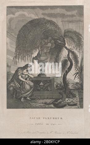 Anonym, Die Weinende Weide mit verborgenen Silhouetten der königlichen Familie, anonym, Französisch, 18. Jahrhundert, Marie Antoinette, Königin von Frankreich (Französisch (Österreich), Wien 55-2'er Paris), Ludwig XVI., König von Frankreich (Französisch, Versailles 1751752-3'10 Paris), Louis XVII (Französisch, Versailles 175-2 × Paris), 175-16 im Jahr. (19 × 14,1 cm), Blatt: 10 1/4 × 6 5/8 Zoll (26 × 16,9 cm), Ausdrucke Stockfoto