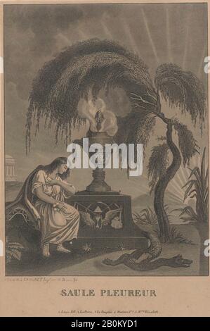 Anonym, Die Weinende Weide mit verborgenen Silhouetten der königlichen Familie, anonym, Französisch, Ende des 18. Jahrhunderts, Marie Antoinette, Königin von Frankreich (Französisch (Österreich), Wien, 1755-2 Paris), Louis XVI, König von Frankreich (Französisch, Versailles 1751751752-5 Paris), Louis XVII (Französisch, Versailles 1785-2 Paris), 1795er, Gravur, Bild: 7 3/8 × 5 1/2 Zoll (18,7 × 14 cm), Blatt: 8 11/16 × 5 13 / 16 Zoll (22 × 14,8 cm), Ausdrucke Stockfoto