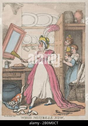 Thomas Rowlandson, Who's Mistress Now?, Thomas Rowlandson (Britisch, London 1757-187 London), 4. Mai, 1811, Handfarbige Radierung, Blatt: 13 1/16 × 9 5/8 Zoll. (33,2 × 24,4 cm), Ausdrucke Stockfoto