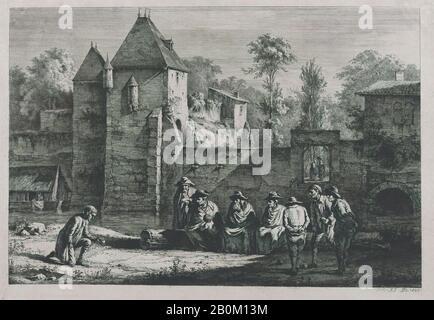 Jean Jacques de Boissieu, Das Alte Tor von Vaise, Lyon, Jean Jacques de Boissieu (Französisch, Lyon 1736-1810 Lyons), Gest., Gest. mit Trockenpunkt, Burin und Roulette; Dritter Dreierstaat, Blatt: 10 3/8 × 15 3/8 Zoll (26,4 × 39 cm), Ausdrucke Stockfoto