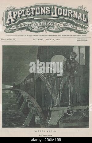 Nach Winslow Homer, Danger Ahead (Appleton's Journal, Vol. III), Nach Winslow Homer (American, Boston, Massachusetts, 186-1910 Prouts Neck, Maine), 30. April 1870, Holzgravur, Bild: 6 1/8 x 6 1/2 in. (15,6 x 16,5 cm), Blatt: 10 7/8 x 7 3/8 Zoll (27,7 x 18,8 cm), Ausdrucke Stockfoto