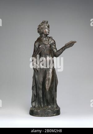 Agostino Zoppo, Allegorische weibliche Statutette einer Tugend oder Sibyl, Italienisch, Padua, Agostino Zoppo (Italienisch, ca. 1520-1572), Mitte des 16. Jahrhunderts, Italienisch, Padua, Bronze, Gesamt: 19 × 9 × 4 Zoll (48,3 × 22,9 × 10,2 cm), Sculpture-Bronze Stockfoto