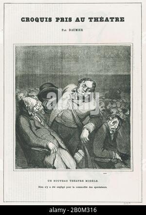 Honoré Daumier, EIN neues Theatermodell aus "Theaterskizzen", veröffentlicht in Le Petit Journal pour Rire, 30. Januar 1864, "Theaterskizzen" (Croquis pris au théatre), Honoré Daumier (Französisch, Marseille, 158-1879 Valmondois), 30. Januar 1864, Lithograph on newsprint; zweiter Bundesstaat von zwei (Delteil. 16., Bild: × 16. (23,6 × 22 cm), Blatt: 17 5/16 × 11 5/8 Zoll (44 × 29,5 cm), Ausdrucke Stockfoto