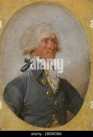 John Trumbull, Thomas Jefferson, American, John Trumbull (American, Lebanon, Connecticut, 52-3, New York), 898er, American, Oil on Mahagoni, 4 1/2 x 3 1/4 Zoll. (11,4 x 8,3 cm), Gemälde Stockfoto