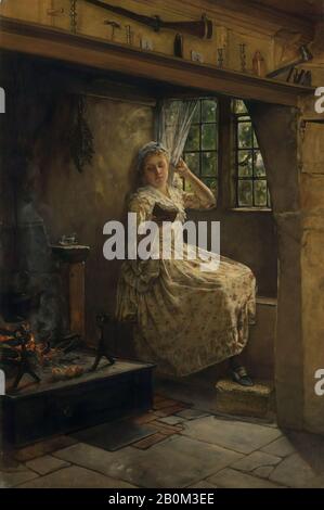 Frank Millet, A Cosey Corner, amerikanisch, Frank Millet (166-1912), 1880er, amerikanisch, Öl auf Leinwand, 36 1/4 x 24 1/4 Zoll. (92,1 x 61,6 cm), Gemälde Stockfoto