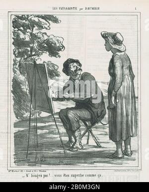 Honoré Daumier, Bewegen Sie sich nicht, Sie sind so großartig, von "The Landscape Painters", erschienen in Le Charivari, 12. April 1865, "The Landscape Paysagistes" (Les Paysagistes), Honoré Daumier (Französisch, Marseille 1808-1879 Valmondois), 12. April 1865, Lithograph on newsprint; dritter Stand von drei (Delteil 8.) ×, Bild: 7: 7: 7: 8. (23,9 × 20 cm), Blatt: 11 15/16 × 11 5/16 Zoll (30,4 × 28,7 cm), Ausdrucke Stockfoto