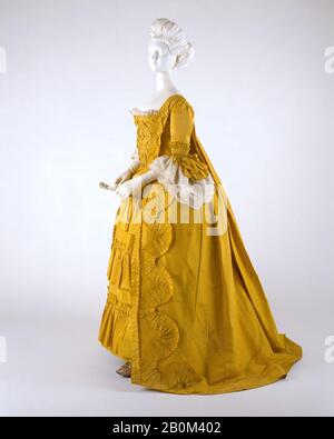 Kleid, britisch, ca. 60-60, Britisch, Seide, Leinen, Baumwolle Stockfoto