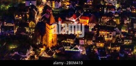 Luftbild Soest Weihnachtsmarkt, Kirche St.Petri, Kirche St. Patrokli-Dom, Soest, Soester Börde, Nordrhein-Westfalen, Deutschland, DE, Euro Stockfoto